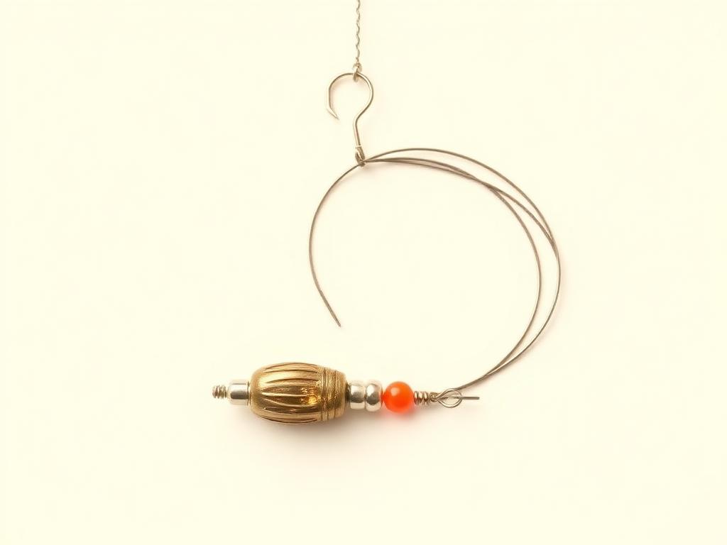 Two-hook bottom rig with beads and a sinker for perch and spot